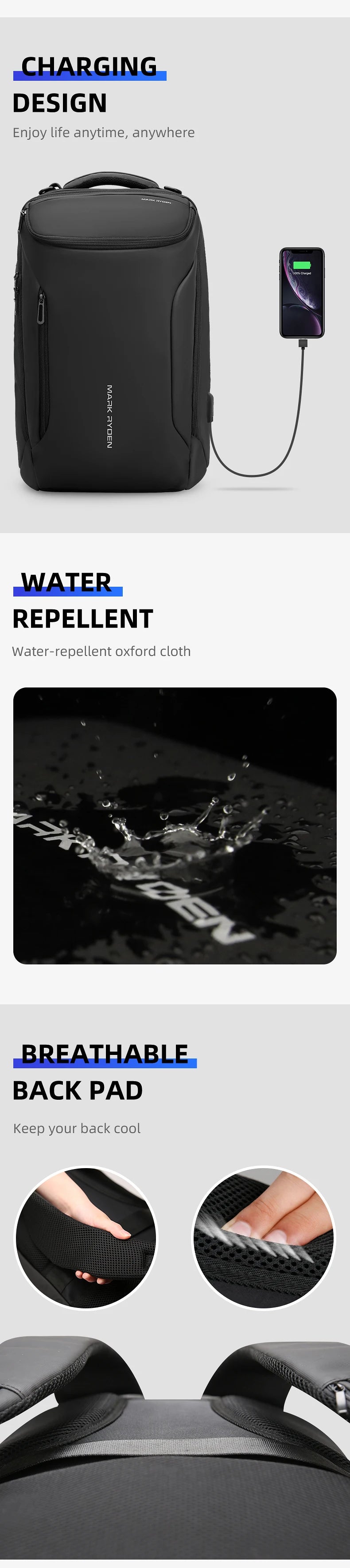 MARK RYDEN 17 inch Laptop Backpack For Men Travel Spacious Backpack Commuting COMPACTO PRO