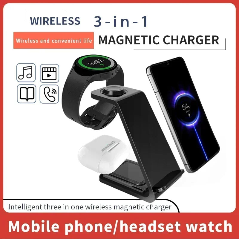 3 in 1 100W Travel Wireless Chargers For Samsung Galaxy S24/S23 Watch 7/6 Classic 5/4/3/2 Ultra Buds 3/2 Pro Plus Fast Charging