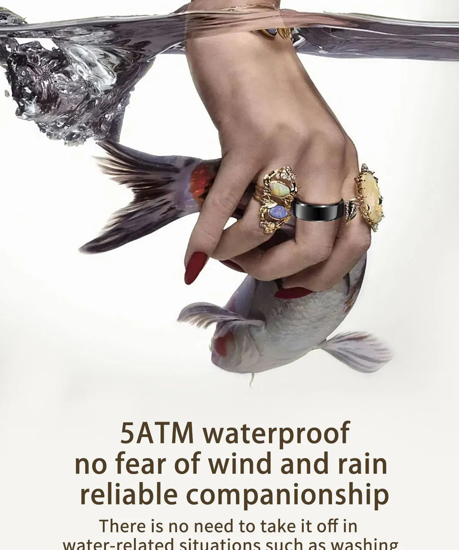 Couple Xiaomi Smart Ring, Bluetooth Sync,Sleep&Heart Rate Tracker, 5ATM Waterproof, Compatible iOS/Android, Men&Women Smart Ring