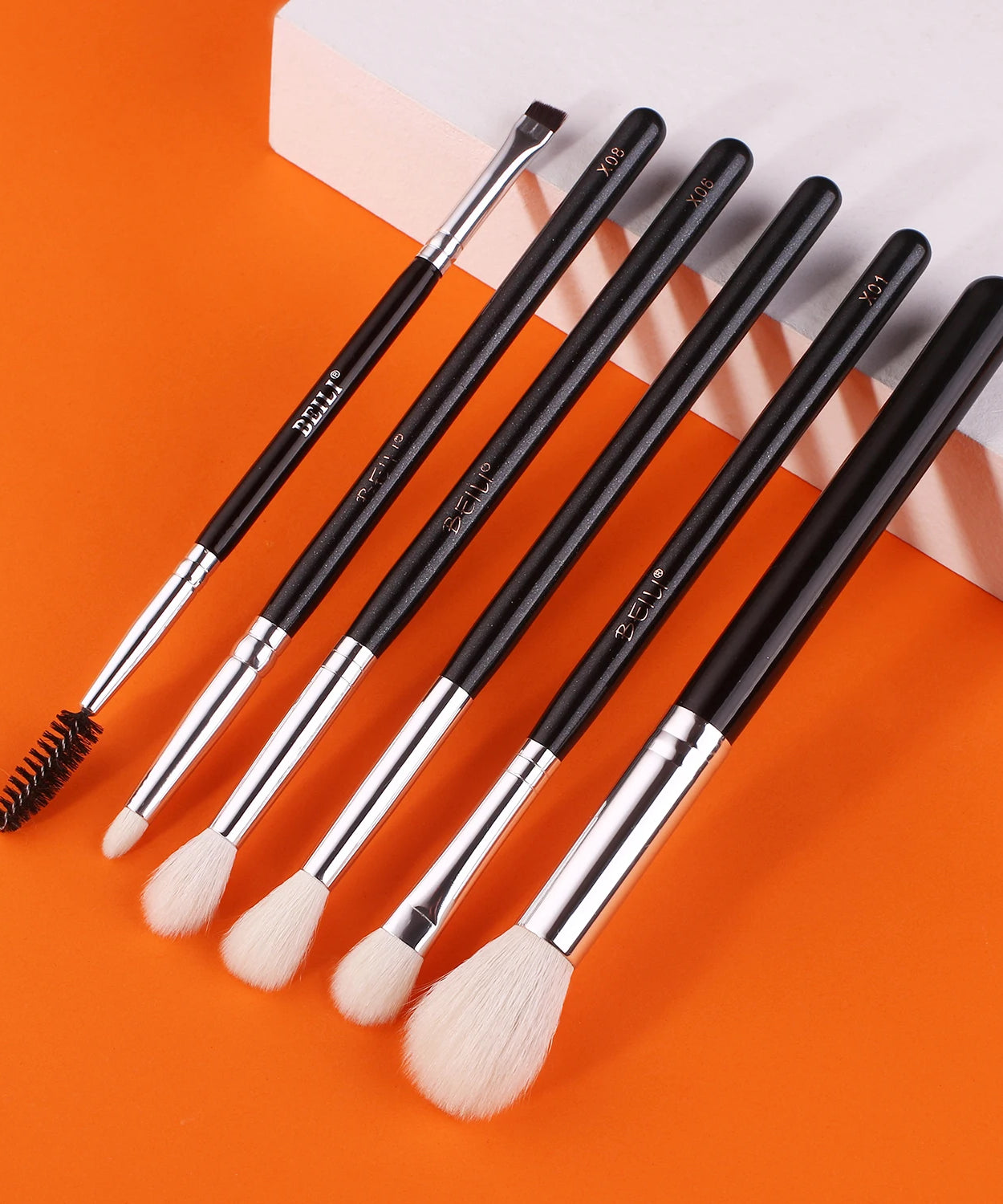 BEILI Professional 6/8pcs Classic Natural Eye Makeup Brushes Set Eyeshadow Eyebrow Blending Smokey Black Beauty Make up Brushes