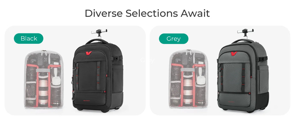 BAGSMART Rolling Camera Bag Photographer Backpack for DSLRs Professional Roller Photo Bags Photographic Rolling Travel Suitcase