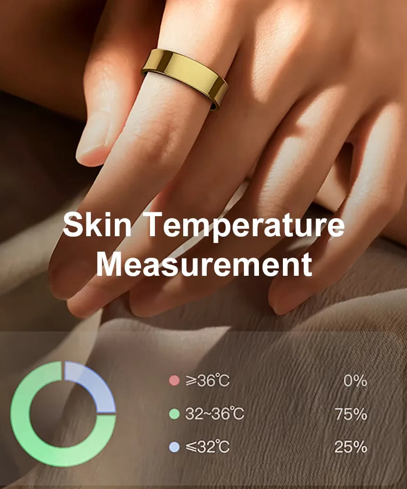 R09 Smart Ring Men Women with Charging Case,Heart Rate Blood Oxygen,Skin Temperature Monitor,5ATM Waterproof For Android iOS