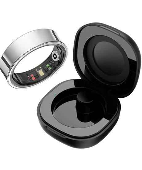 R09 Smart Ring Men Women with Charging Case,Heart Rate Blood Oxygen,Skin Temperature Monitor,5ATM Waterproof For Android iOS