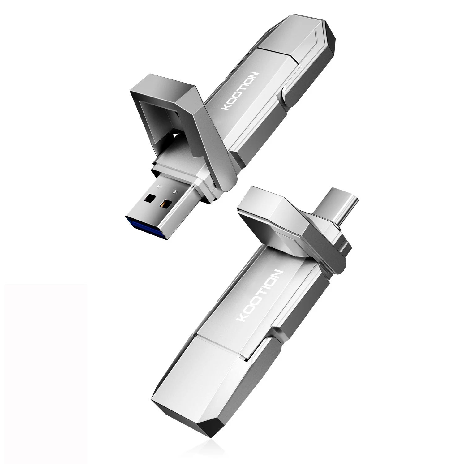 Kootion U54 USB Flash Drive Portable Type C/A Dual Slot USB Disk 128GB 256GB 512GB 450MB/S Grey Memory Stick for Laptop Tablet