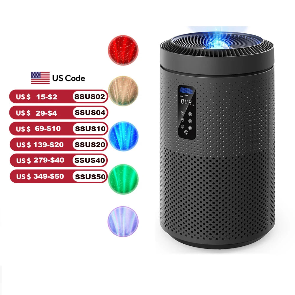 AROEVE Air Purifier for Large Rooms1,782 Sq. Ft. with Star Projector, Smart WiFi, UV Function ,Washable Filter for Whole Home