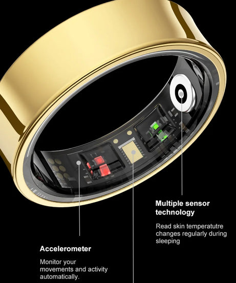 R09 Smart Ring Men Women with Charging Case,Heart Rate Blood Oxygen,Skin Temperature Monitor,5ATM Waterproof For Android iOS