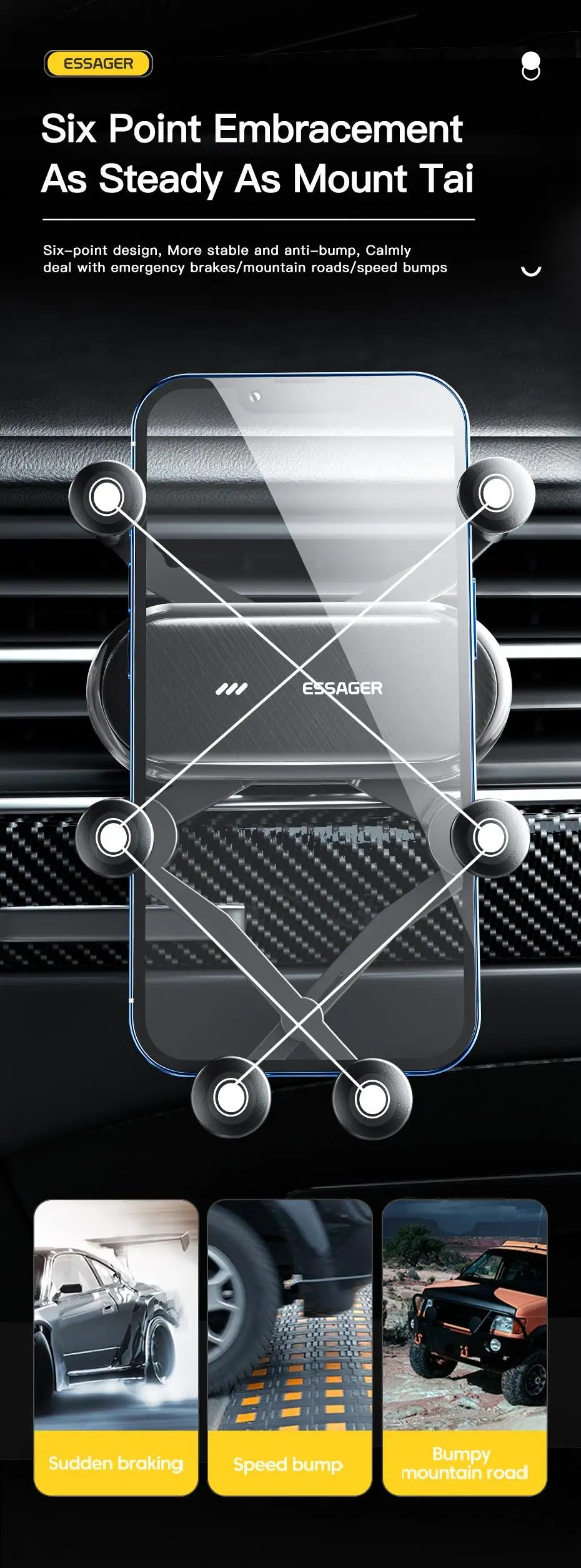 Essager Gravity Car Phone Holder Air Vent Clip Mount Stand GPS SmartPhone Support For iPhone 13 12 Pro Max Xiaomi Huawei Samsung