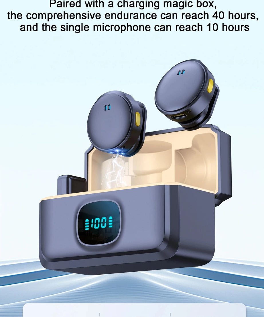 Lavalier Microphone 2.4GHz Wireless Microphone Magnetic Suction Microphone With Charging Case For Video Recording Plug and Play