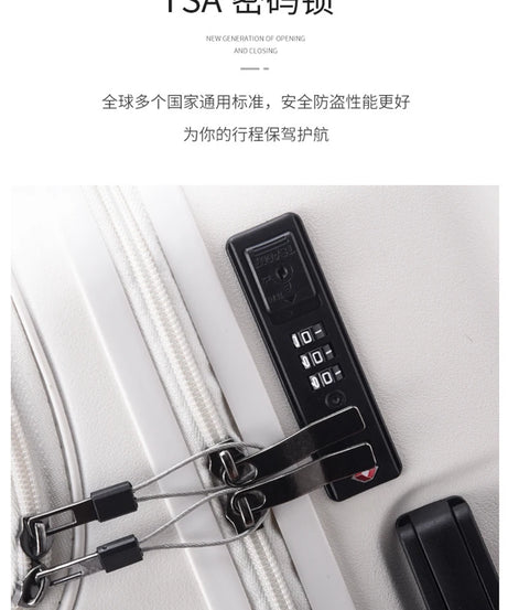 New front opening boarding suitcase men women 20/24/26 inch lightweight trolley travel luggage fashion USB charging luggage