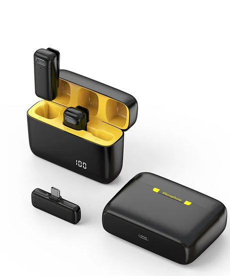 Wireless Lavalier Microphone with Charging Case Windproof Fleece Suitable for Phones Laptop Devices with Noise canceling MIC