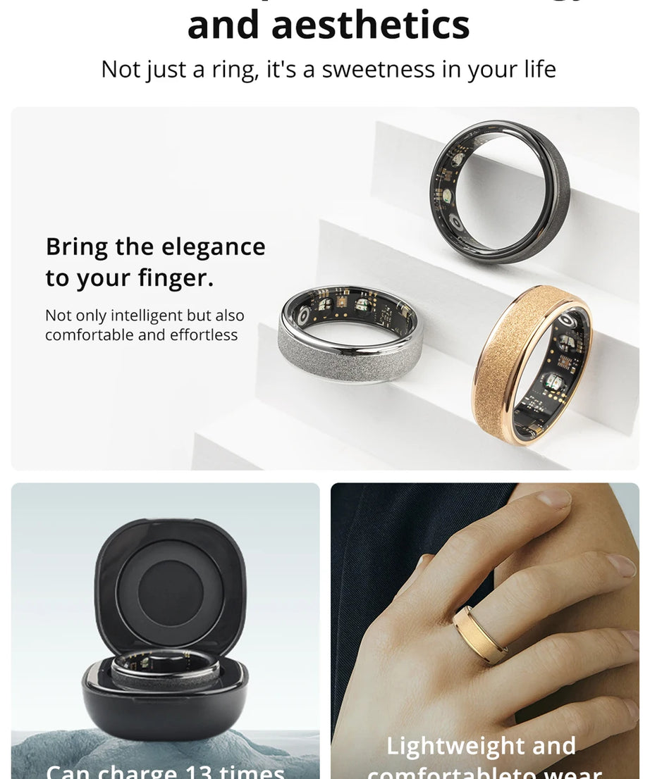 COLMI R10 Smart Ring with Charging Case for Men Women, Health and Sleep Monitor, 5ATM Waterproof, Multi-sport Mode