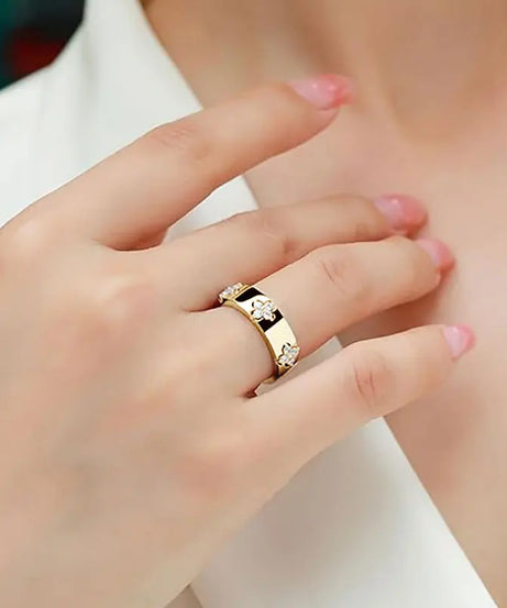 Ehhai Certified Moissanite Four-leaf Clover Wide Rings for Women Men 925 Sterling Silver Flower Bands Wedding Fine Jewelry Gifts