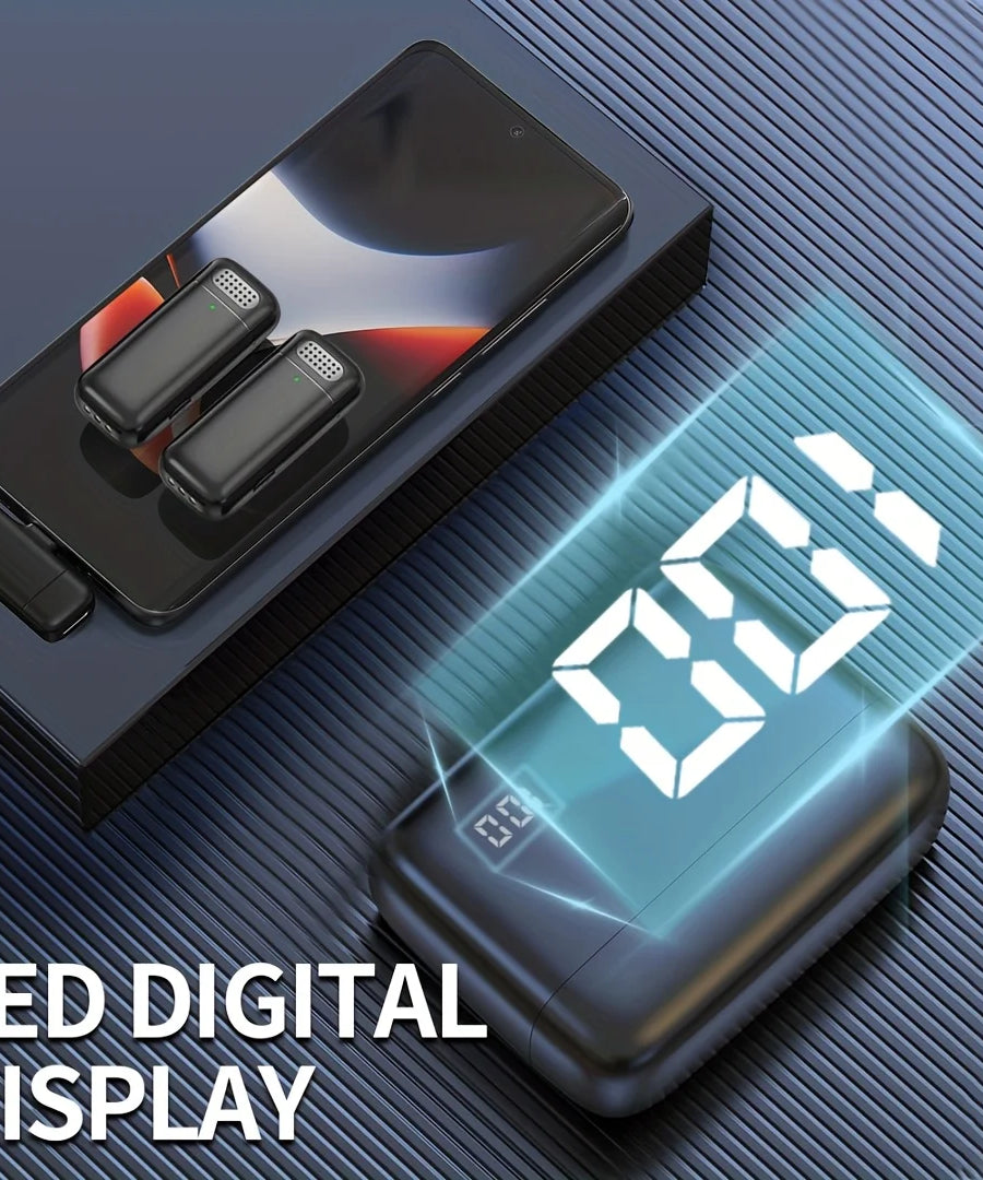 Wireless Lavalier Microphone with Charging Case Windproof Fleece Suitable for Phones Laptop Devices with Noise canceling MIC