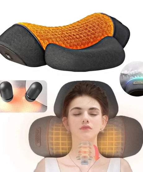 Electric Neck Massager Cervical Pillow Hot Compress Neck Stretch Heating Vibration Neck Shoulder Massage Pillow Back Traction