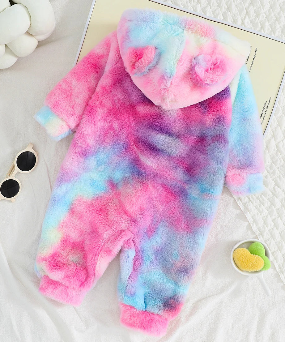 Baby Boys and Girls Plaid Romper Hooded Long Sleeved Plush Jumpsuit Winter Warm Bodysuit Clothes for 3-24 Months Toddler Boy