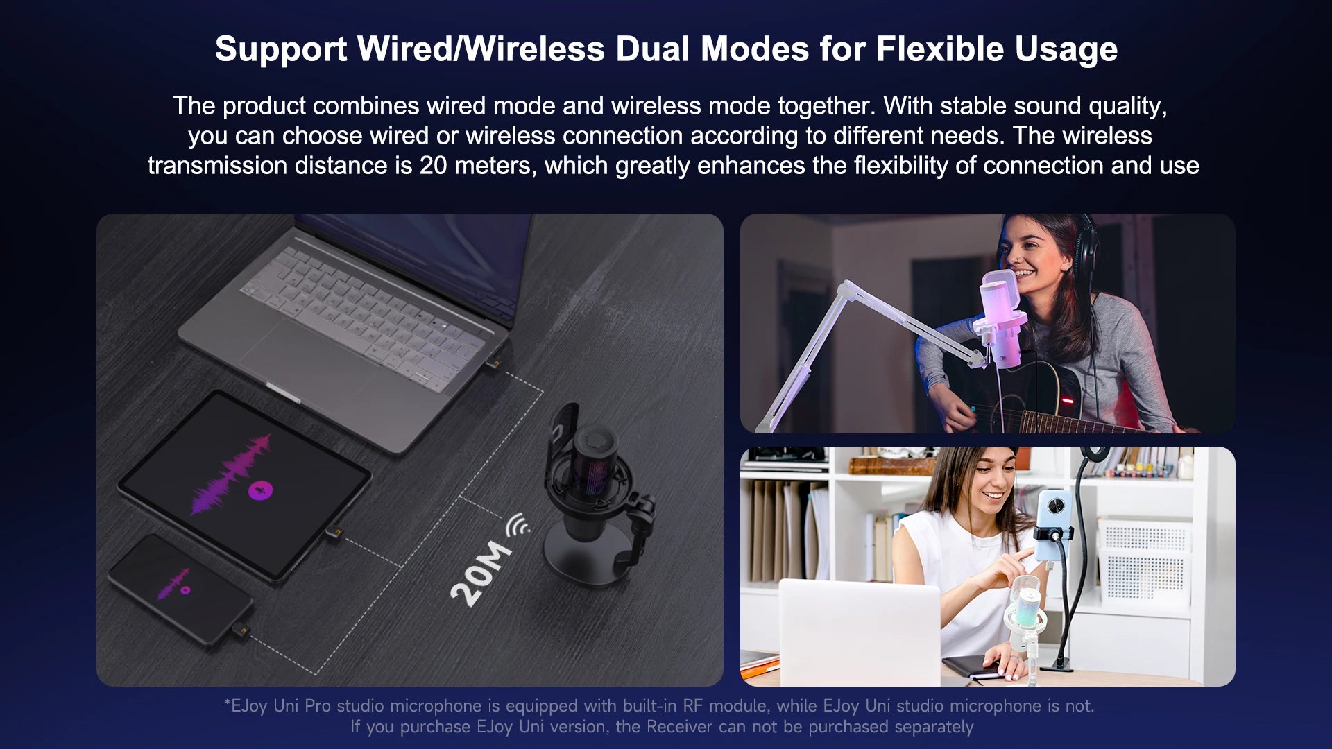 COMICA Uni Pro Wireless USB Gaming Microphone for PC Laptop Smartphone Noise Cancellation Condenser Mic with RGB Lights