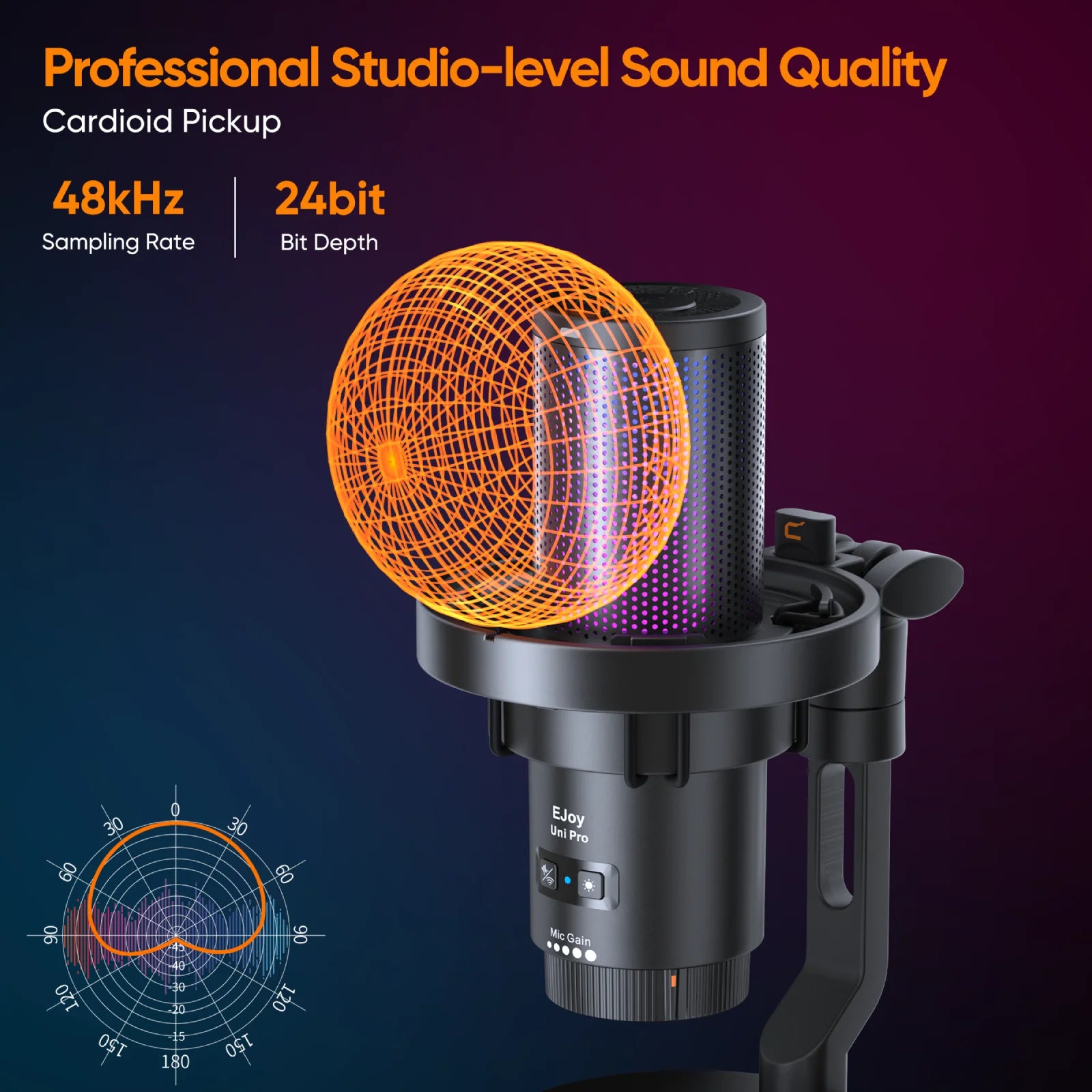 COMICA Uni Pro Wireless USB Gaming Microphone for PC Laptop Smartphone Noise Cancellation Condenser Mic with RGB Lights