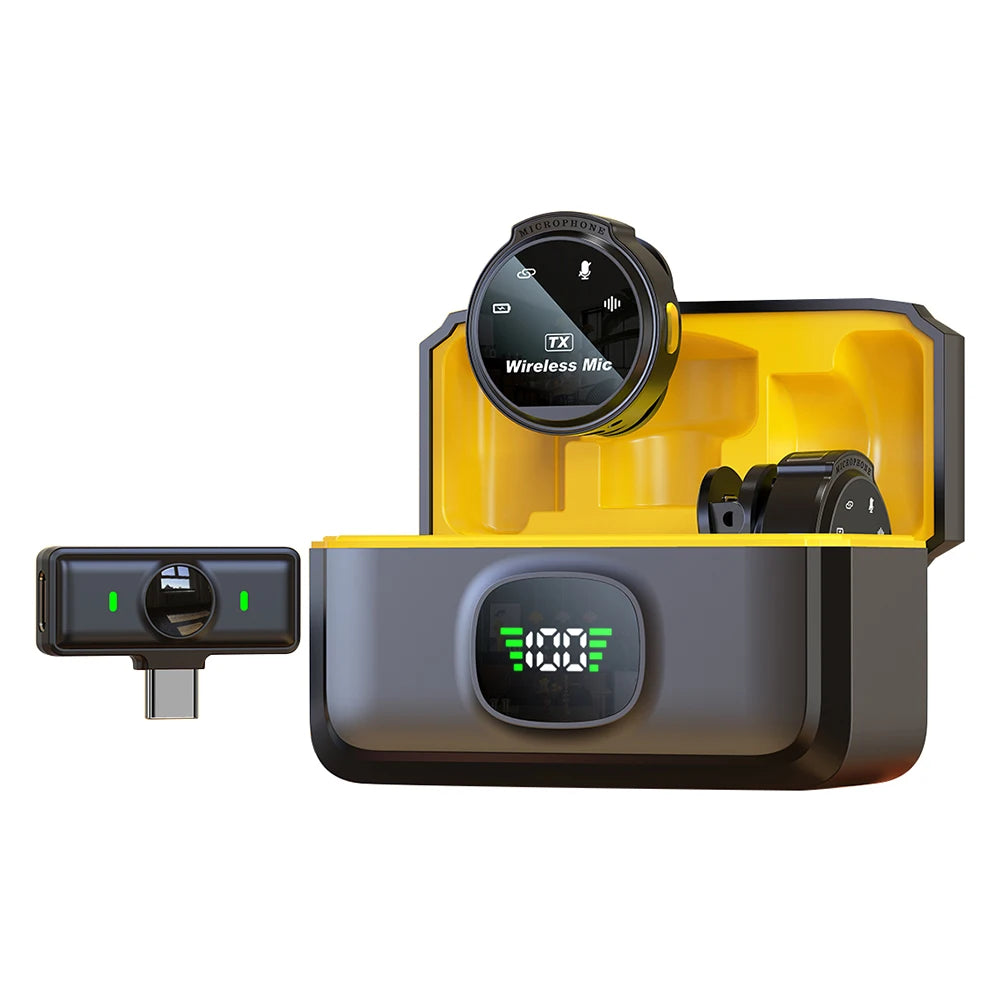 For Xiaomi Wireless Lavalier Lapel Microphone iPhone iOS/Android Type-C Phone Live Game Recording Interview with Magnetic Clip