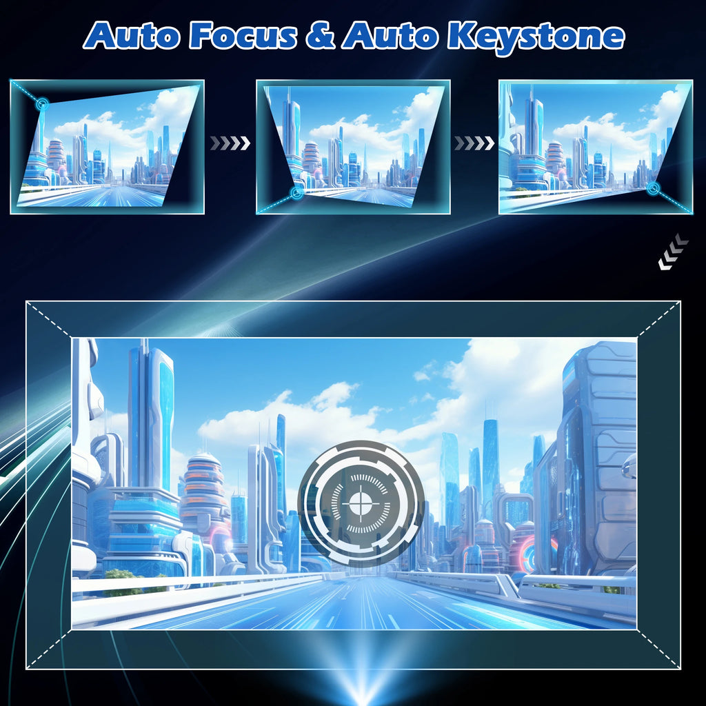 HORLAT T03 26000 Lumens Android Beamer 4K Projector Outdoors Full HD 1080P 8K 3D Video Audio Home Theater Auto Focus Keystone