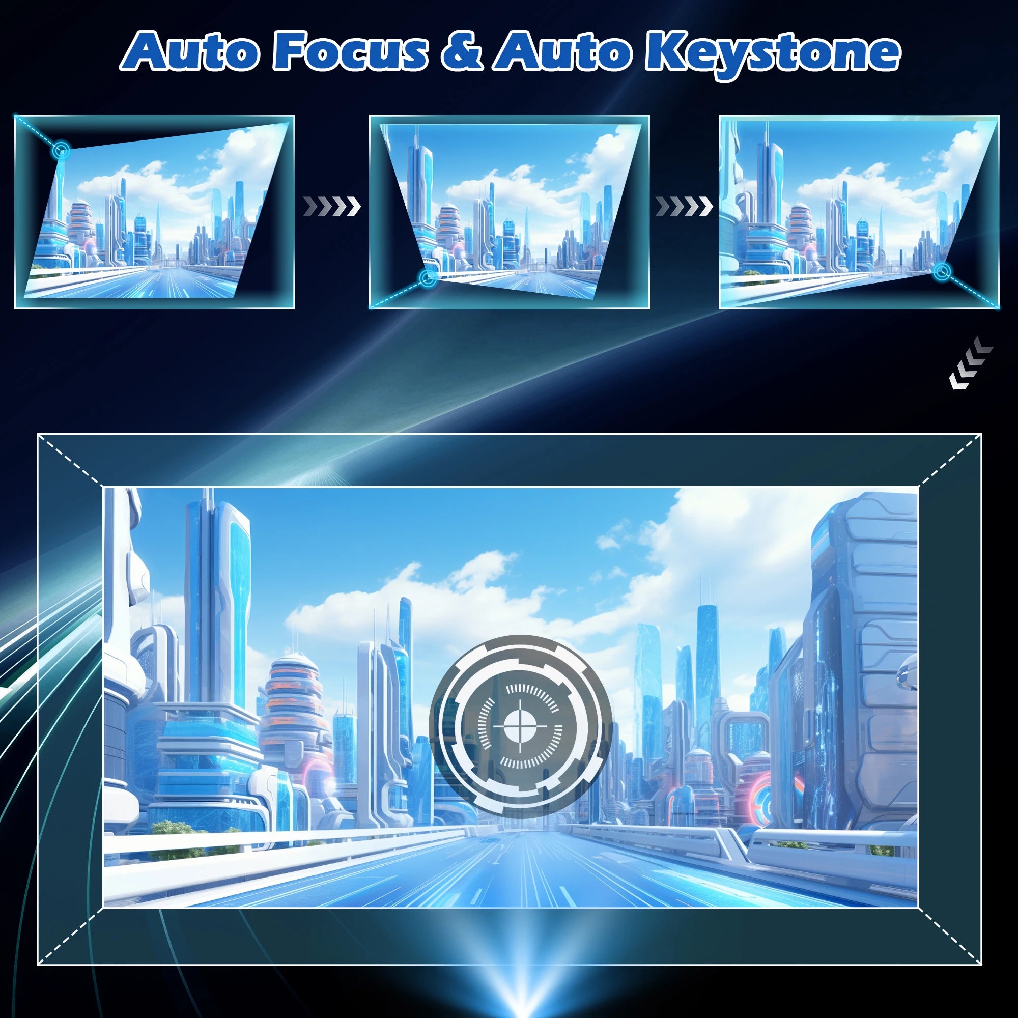 HORLAT T03 26000 Lumens Android Beamer 4K Projector Outdoors Full HD 1080P 8K 3D Video Audio Home Theater Auto Focus Keystone