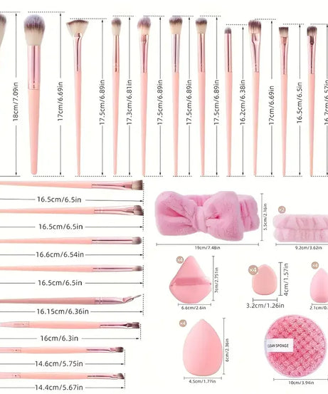 20/40 Pink Makeup kit Complete Makeup Brush Set, Big set includes Soft Brushes, Beauty Blender, Birthday Christmas New Year gift