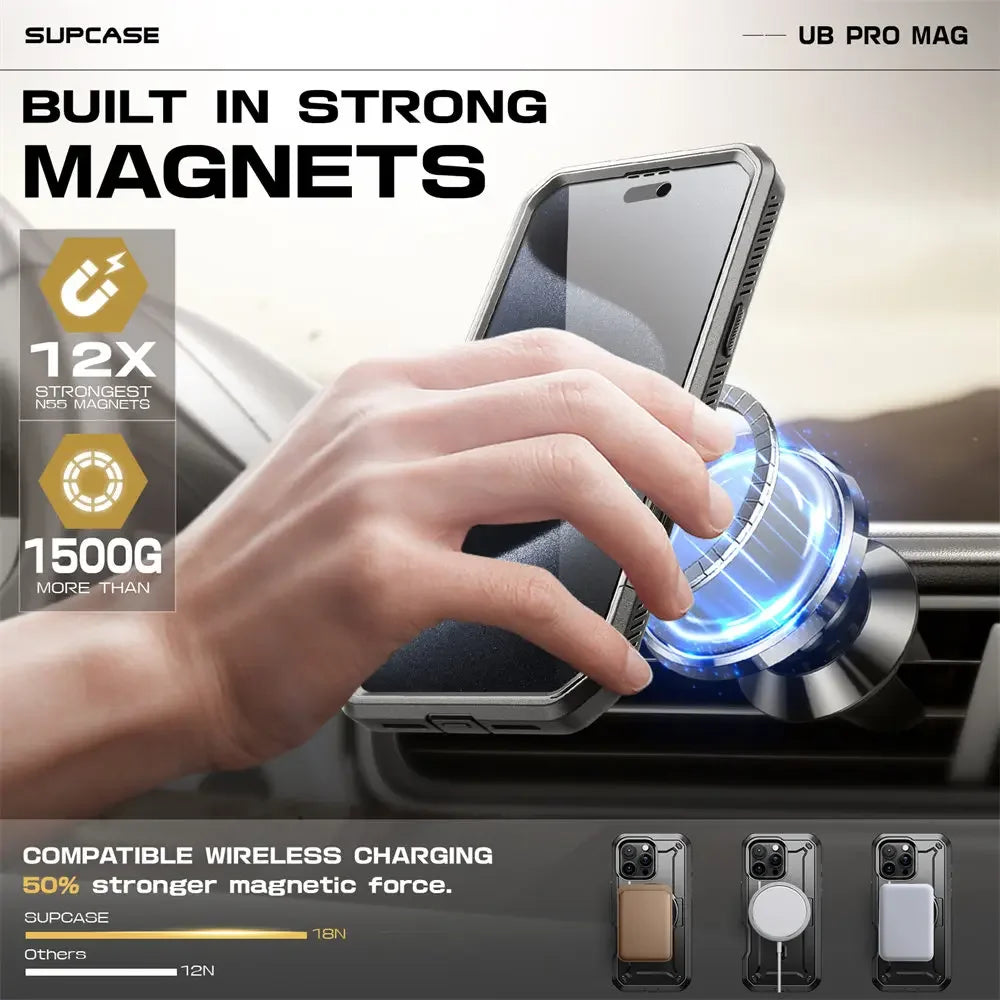 For iPhone 16 Pro Max Case 6.9“ 2024 SUPCASE UB Pro Mag Full Body Rugged Phone Case with Built-in Screen Protector Belt-Clip