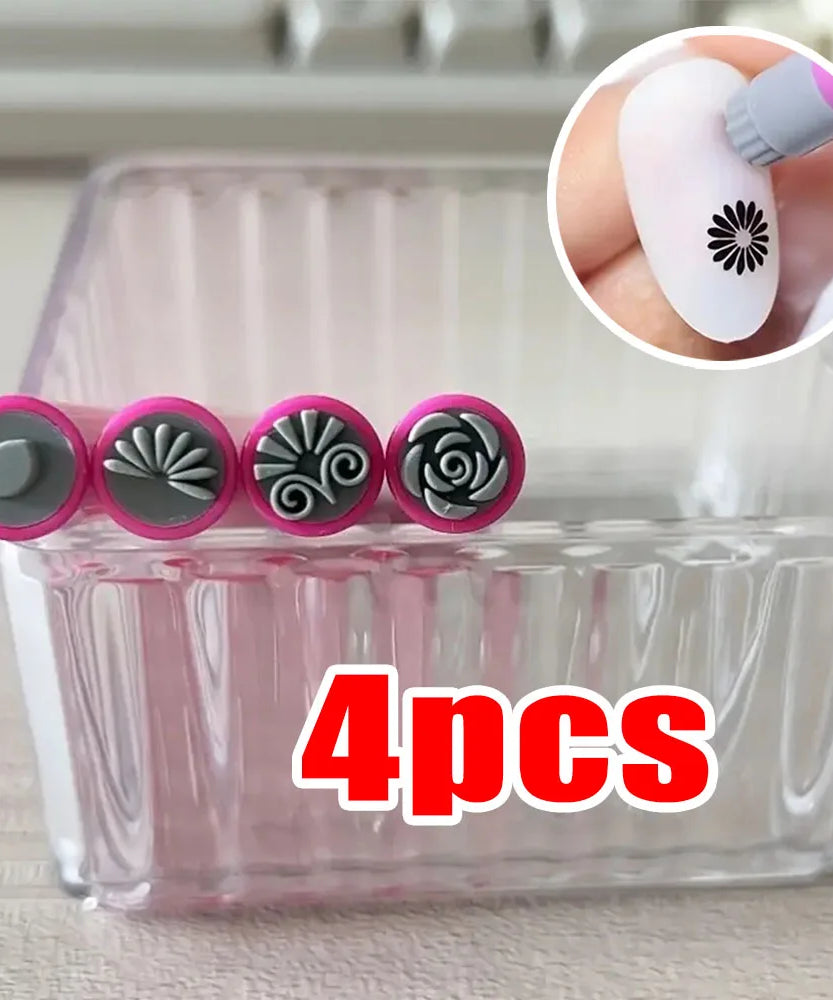 4/6/10Pcs Set Nail Art Stamp Pen DIY Floral Butterfly Nail Graffiti Nail Dotting Tools Polishing Painting Drawing Manicure Tools