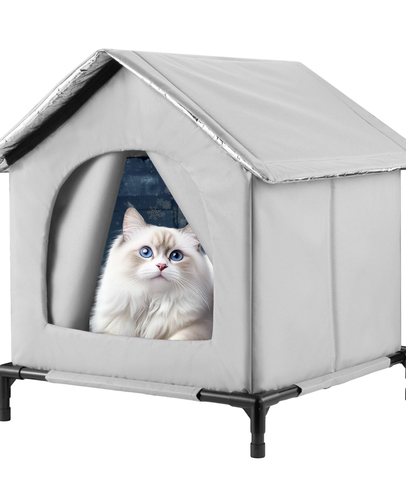 All-Season Waterproof Cat House with Ice Packs & Heating Bags, Foldable Shelter for Indoor & Outdoor Use, Available in 3 Sizes