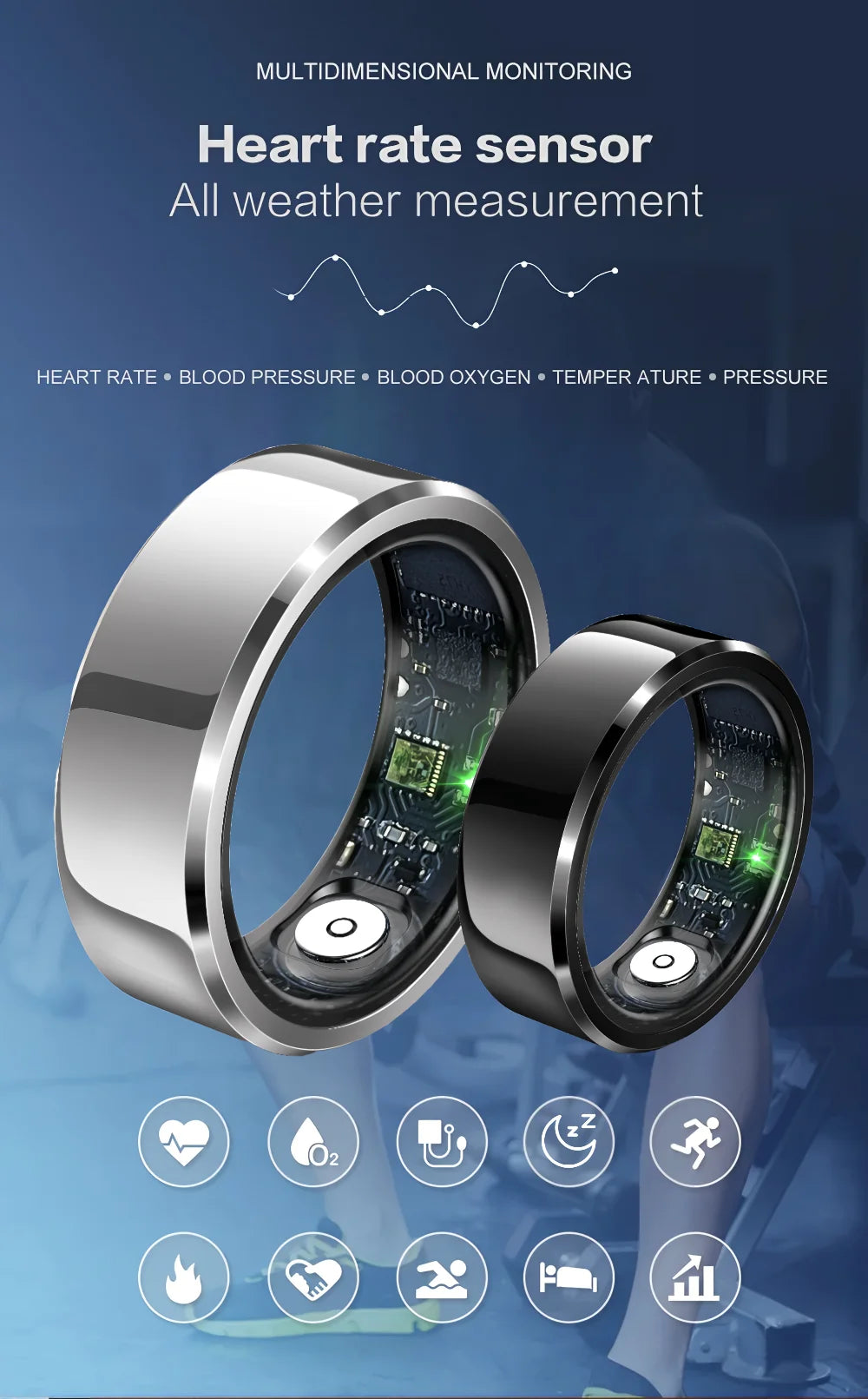 2025 Couple smart health ring,Sleep,Heart Rate,Oxygen Tracker,IP68 Waterproof,R6Pro smart ring for women and men rings for Gifts