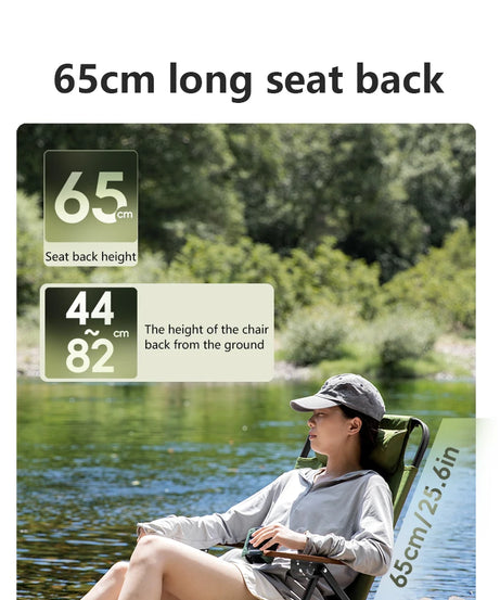 BSWOLF Camping Folding Chair Adjustable Armrest Portable Relaxing Chair With Detachable Pillow for Beach Travel Hiking