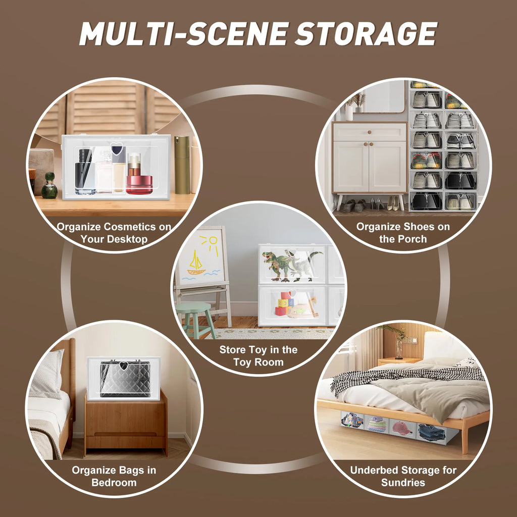 20pcs Shoes Transparent Cabinet Organizer System Stackable Plastic Sneaker Display Case Storage Box Shoe Rack