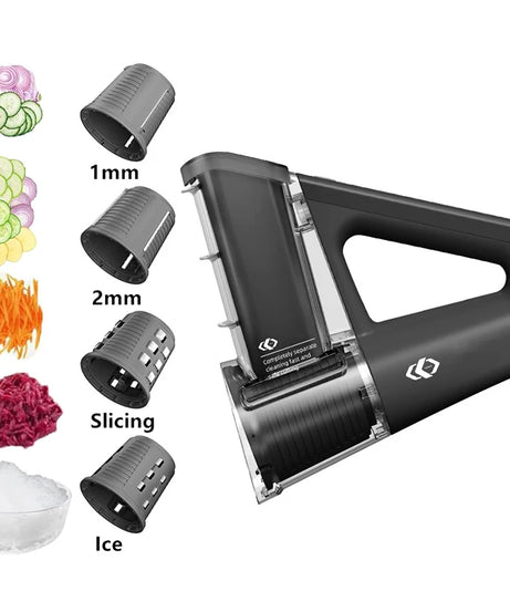 LMETJMA Electric Cheese Grater Portable Salad Maker With 4 Different Shapes of Blades 40W Electric Rotary Slicer Shredder JT363