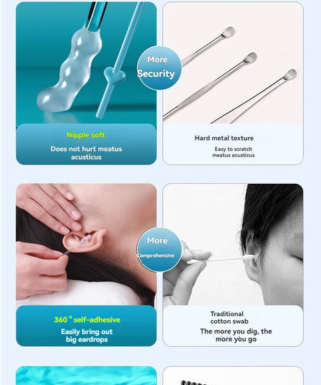 24Pcs/Box Silicone EarWax Remover Sticky Ear Picks Disposable Adhesive Earpick S/L Reusable Ear Cleaner for Kids & Adults