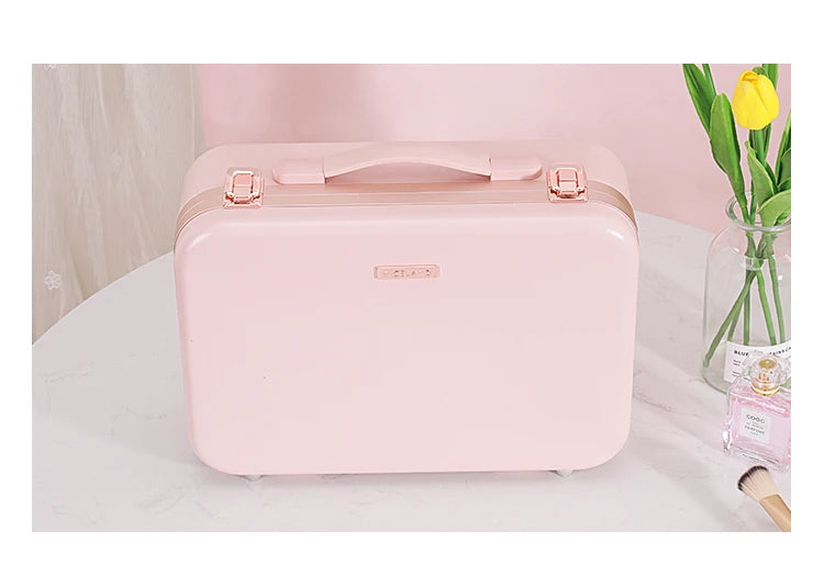 Lighted Makeup Case with Mirror - Portable Travel Makeup Organizer with LED Mirror, 3 Light Settings, Rechargeable Makeup Bag w