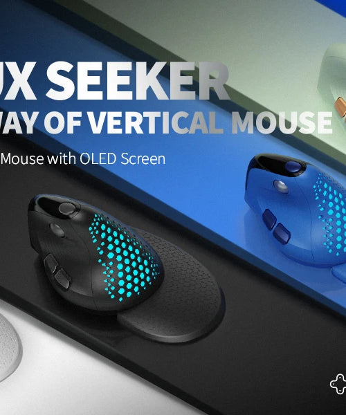 Delux Seeker M618XSD Ergonomic Vertical Mouse OLED Screen USB Wireless+BT 5.0  Rechargeable 1000hz Berichtsrate For PC Laptop