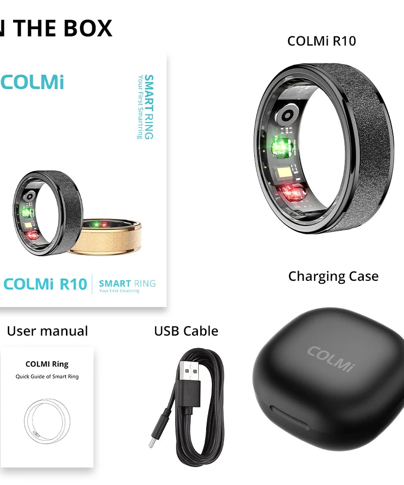 COLMI R10 Smart Ring with Charging Case for Men Women, Health and Sleep Monitor, 5ATM Waterproof, Multi-sport Mode