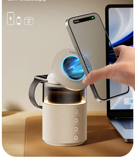 5-in-1 Magnetic Wireless Charging Station with Wireless Speaker Night Light Fast Charger for iPhone iWatch AirPods With Speaker