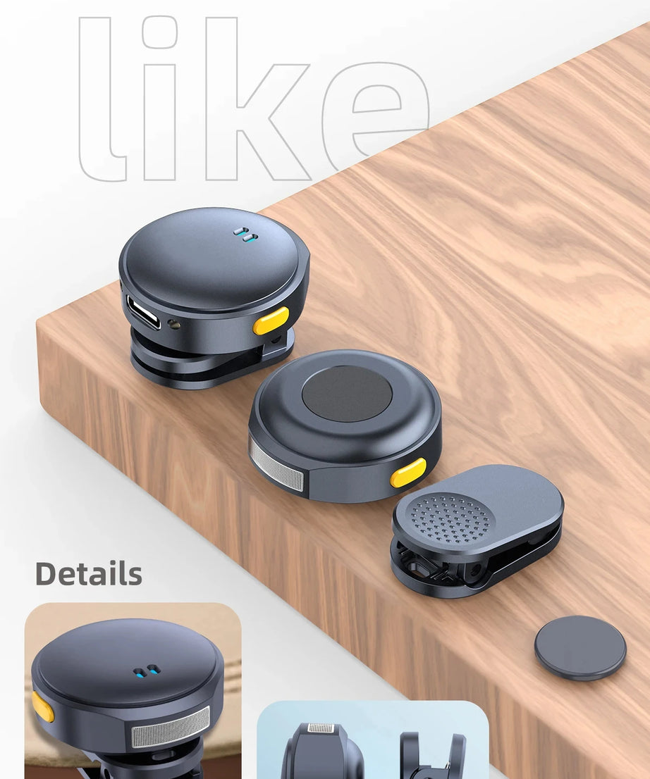 Lavalier Microphone 2.4GHz Wireless Microphone Magnetic Suction Microphone With Charging Case For Video Recording Plug and Play