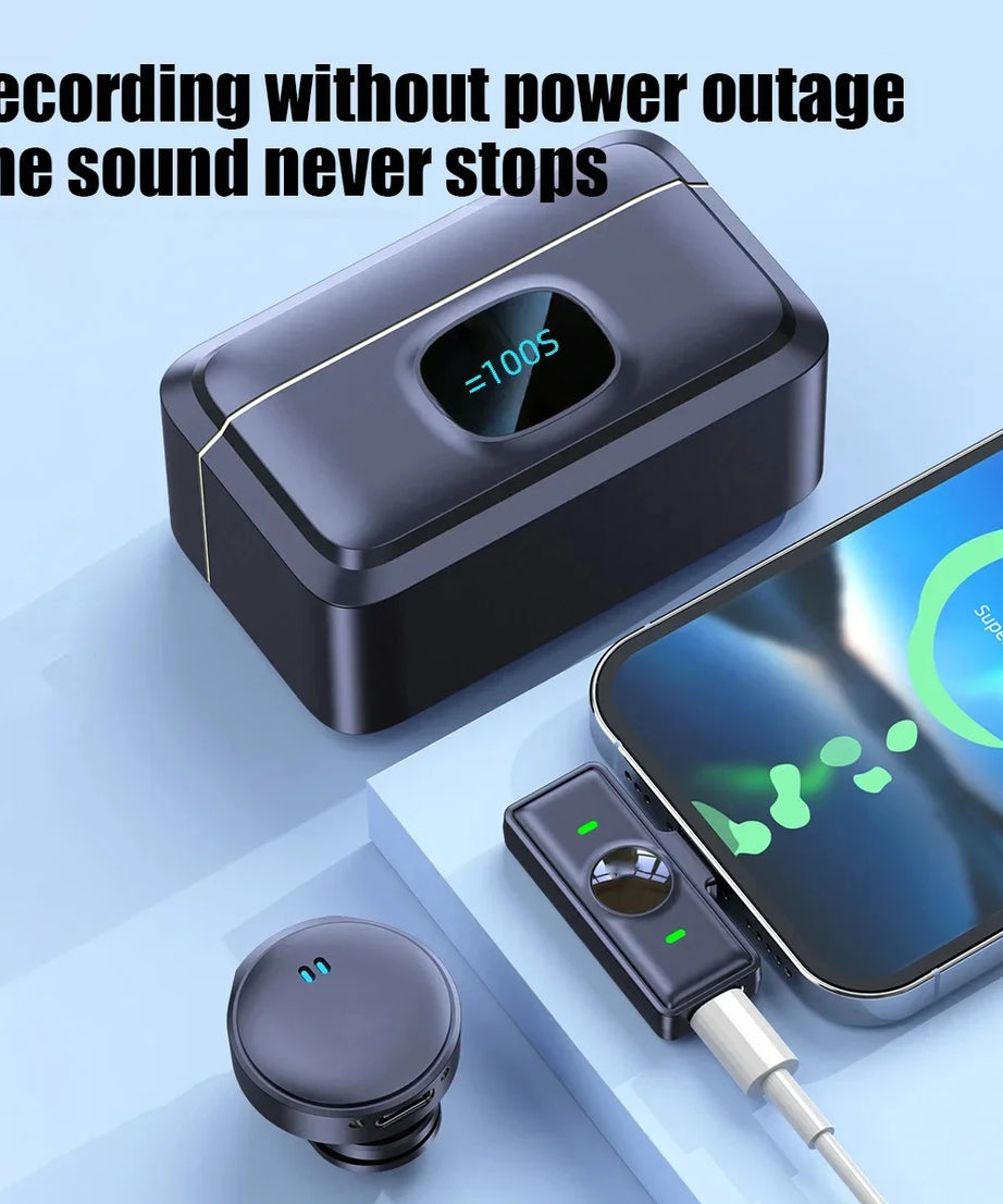 Lavalier Microphone 2.4GHz Wireless Microphone Magnetic Suction Microphone With Charging Case For Video Recording Plug and Play