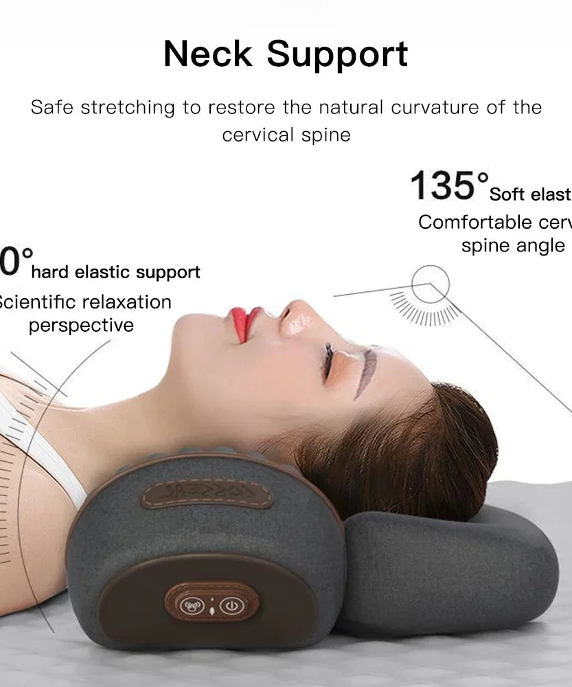 Electric Neck Massager Cervical Pillow Hot Compress Neck Stretch Heating Vibration Neck Shoulder Massage Pillow Back Traction