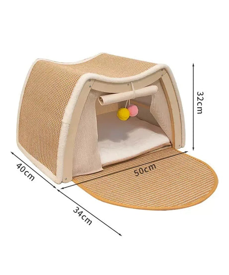 Warmth Enclosed Wooden  Scratching Board Large Villa Sle  House for All Seasons Indoor Pet elter  Tent Dog Bed