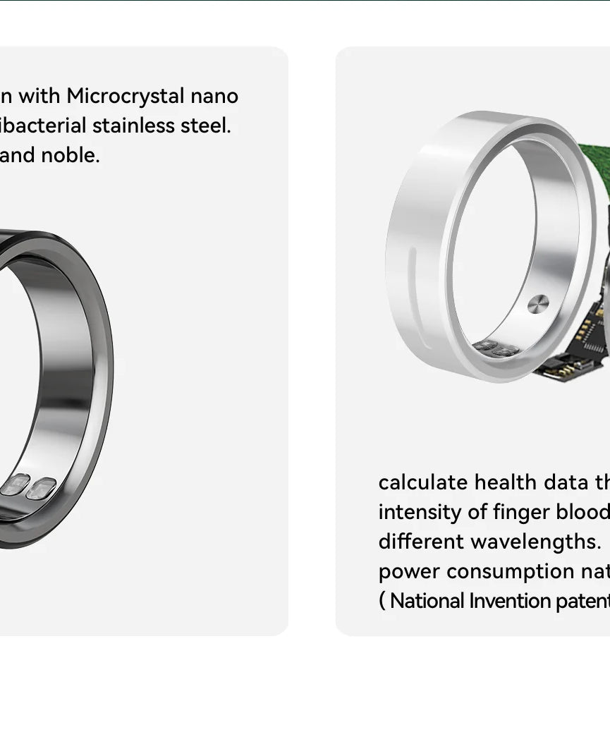 Ceramic Smart Ring with Vibrate Alerts Calls Alarm Notification Vibration, Health and Sleep Monitor 5ATM Waterproof Ring for Men