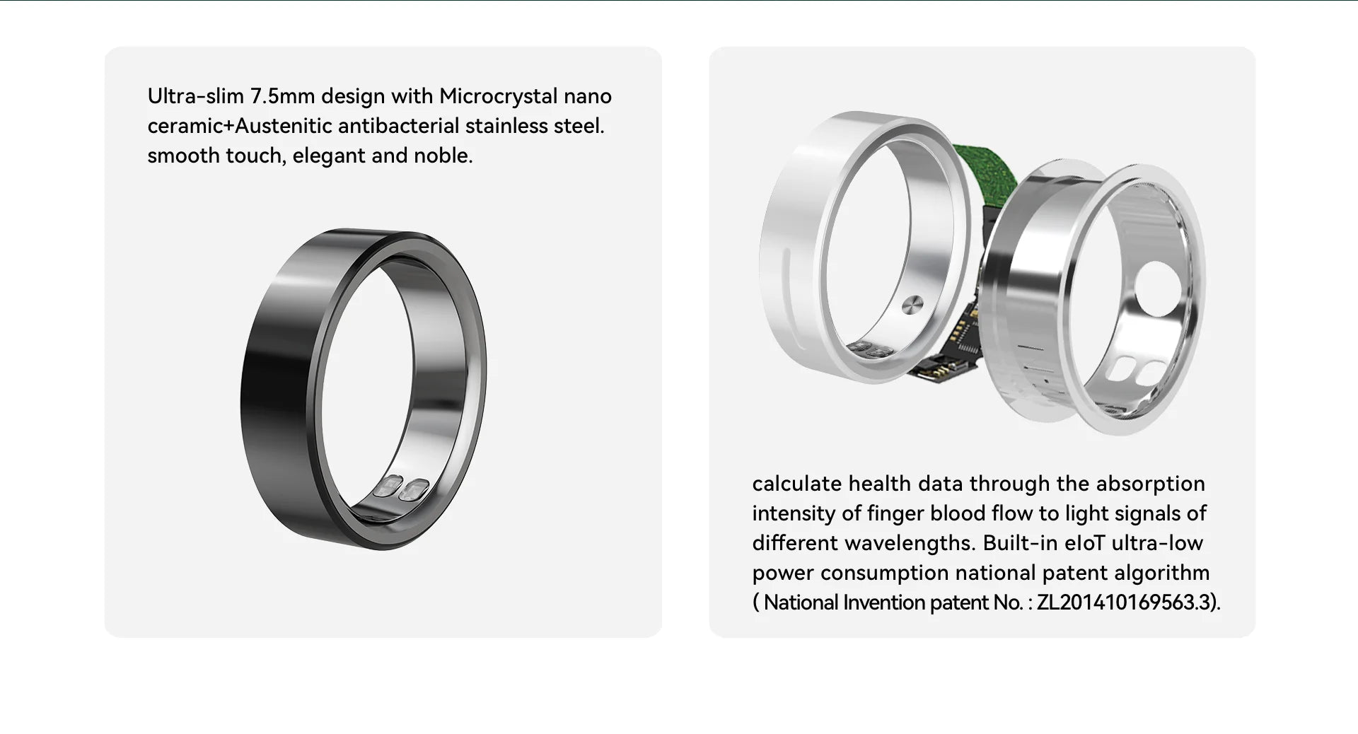 Ceramic Smart Ring with Vibrate Alerts Calls Alarm Notification Vibration, Health and Sleep Monitor 5ATM Waterproof Ring for Men