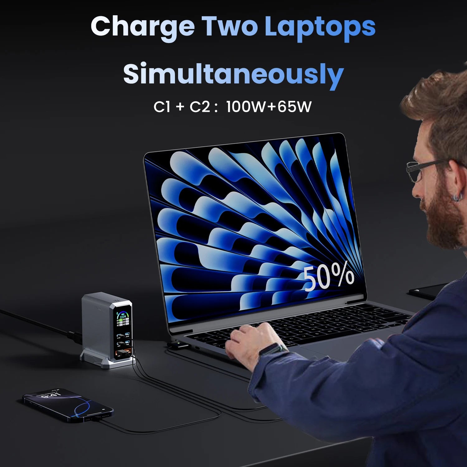 240W GaN Charger PD3.1 140W USB Type C 6 Ports PPS PD Desktop Fast Charging Station for MacBook Laptops Tablet iPhone Samsung