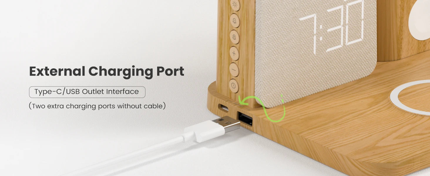 7-in-1 MagSafe Alarm Clock Charger-Wireless Station for iPhone 12-16/Samsung/Xiaomi/Huawei/Apple Watch/AirPods with Night Light