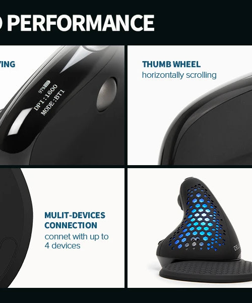 Delux Seeker M618XSD Ergonomic Vertical Mouse OLED Screen USB Wireless+BT 5.0  Rechargeable 1000hz Berichtsrate For PC Laptop