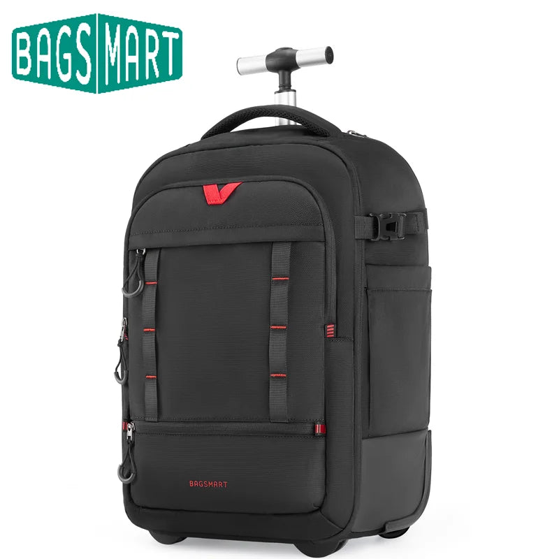 BAGSMART Rolling Camera Bag Photographer Backpack for DSLRs Professional Roller Photo Bags Photographic Rolling Travel Suitcase