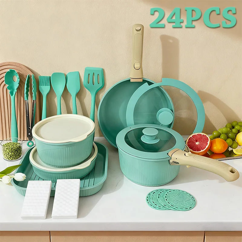 Pots and Pans Set, Nonstick Cookware Set Detachable Handle, Induction Kitchen Cookware Sets , RV Cookware Set, Oven Safe