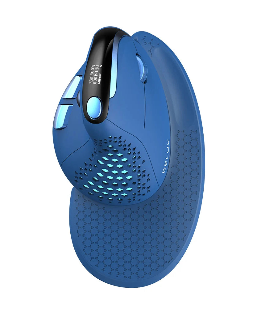 Delux Seeker M618XSD Ergonomic Vertical Mouse OLED Screen USB Wireless+BT 5.0  Rechargeable 1000hz Berichtsrate For PC Laptop