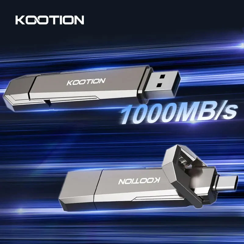 KOOTION U52 Type C USB 3.2 External Solid State Flash Drive 1TB 512GB 256GB Portable Pendrive for PC Laptop iPhone 16 Tablet